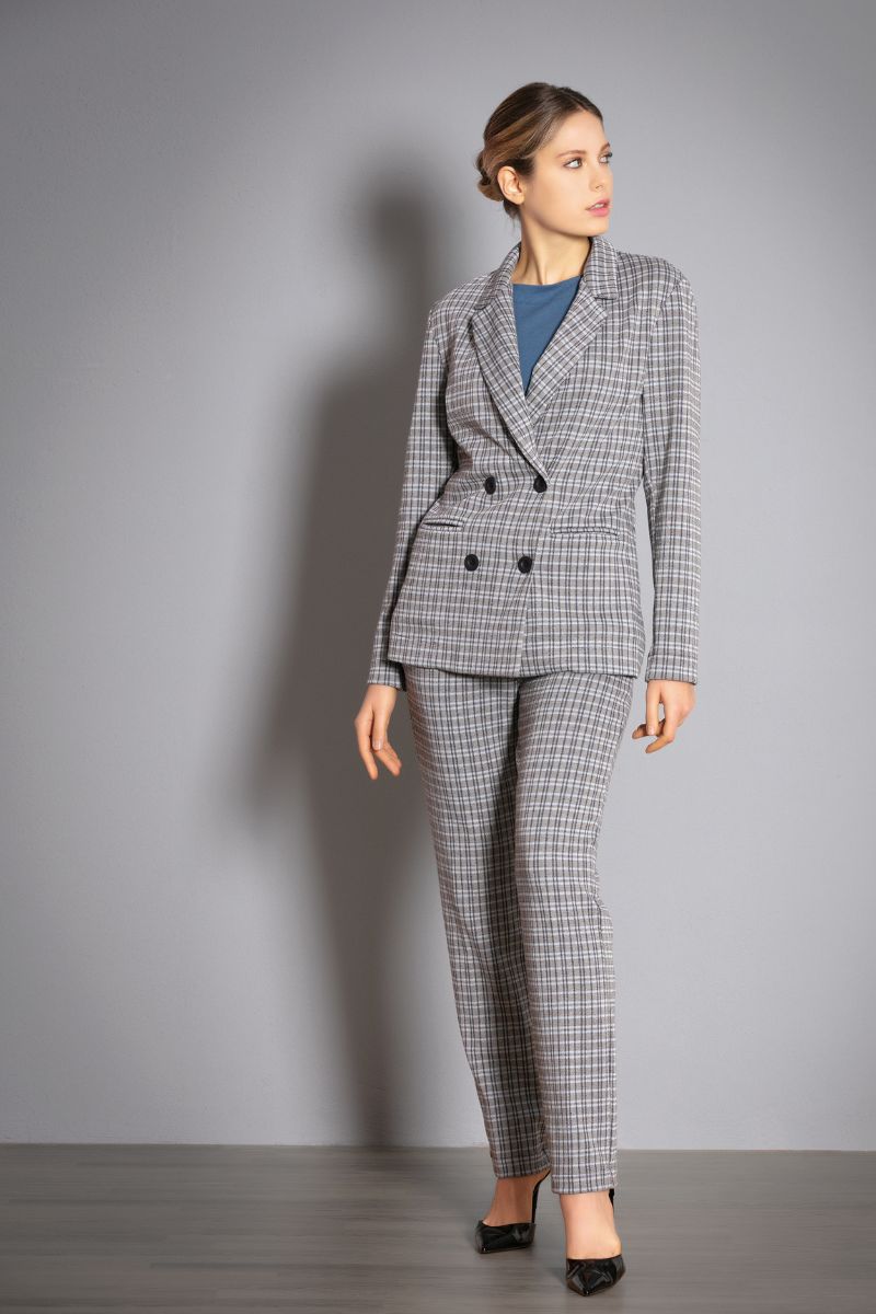 completo giacca pantalone donna grigio doppiopetto