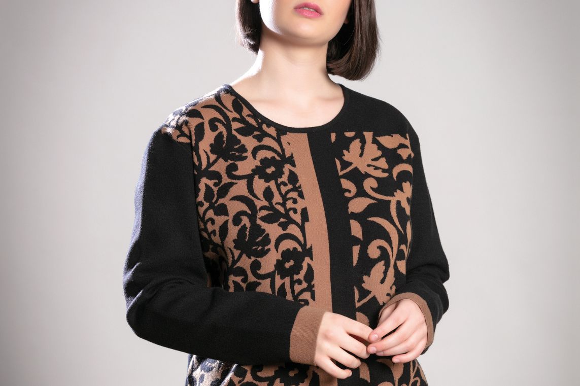 home oriz 1 maglia fantasia nero marrone gaia più